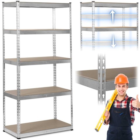 REGAŁ METALOWY MAGAZYNOWY 183 X 90 X 45 CM HUMBERG HR-700 SREBRNY