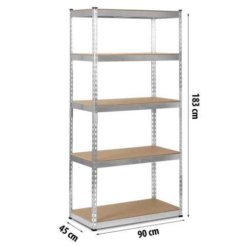 REGAŁ METALOWY MAGAZYNOWY 183 X 90 X 45 CM HUMBERG HR-700 SREBRNY