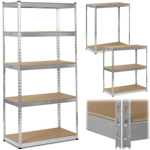 REGAŁ METALOWY MAGAZYNOWY 183 X 90 X 45 CM HUMBERG HR-700 SREBRNY
