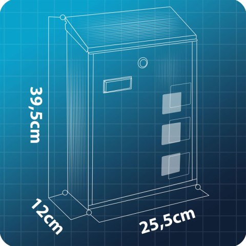 SKRZYNKA NA LISTY 39X25,5X12 CM CZARNA HM-864