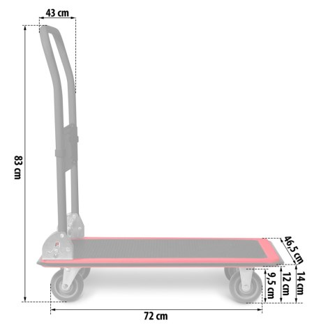 WÓZEK TRANSPORTOWY PLATFORMOWY HM-505 CZARNO-CZERWONY