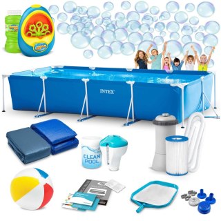 BASEN OGRODOWY STELAŻOWY 450 X 220 X 84 CM 15W1 INTEX 28273 + MASZYNKA DO BANIEK GRATIS