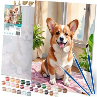 OBRAZ DO MALOWANIA PO NUMERACH 40X50 CM MASSIDO PIESEK CORGI