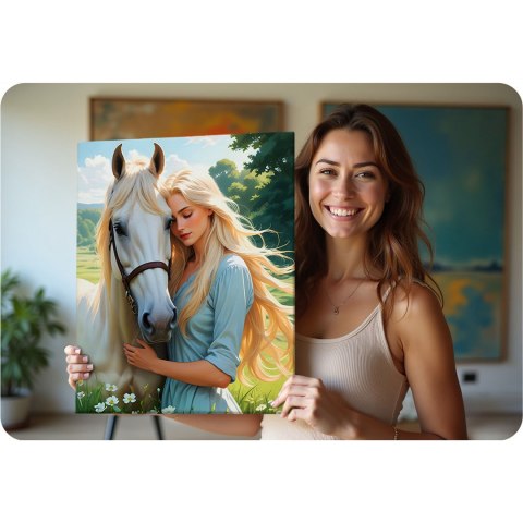 OBRAZ DO MALOWANIA PO NUMERACH 40X50 CM MASSIDO PORTRET KOBIETY Z KONIEM
