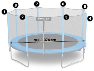 SIATKA ZEWNĘTRZNA DO TRAMPOLIN 374CM 12FT NEO-SPORT
