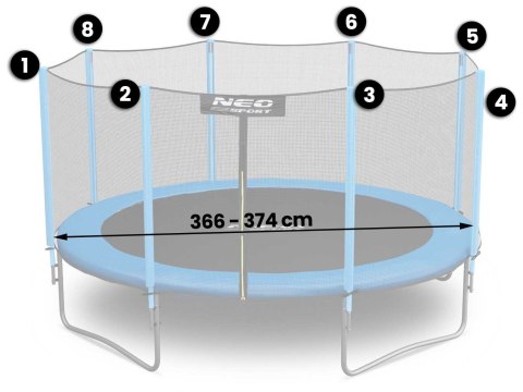 SIATKA ZEWNĘTRZNA DO TRAMPOLIN 374CM 12FT NEO-SPORT SIATKA ZEWNĘTRZNA DO TRAMPOLIN 374CM 12FT NEO-SPORT