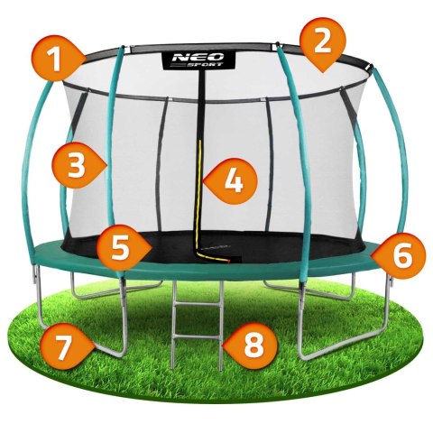 TRAMPOLINA OGRODOWA PROFILOWANA 12FT/374CM Z SIATKĄ WEWNĘTRZNĄ NEO-SPORT