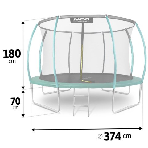 TRAMPOLINA OGRODOWA PROFILOWANA 12FT/374CM Z SIATKĄ WEWNĘTRZNĄ NEO-SPORT