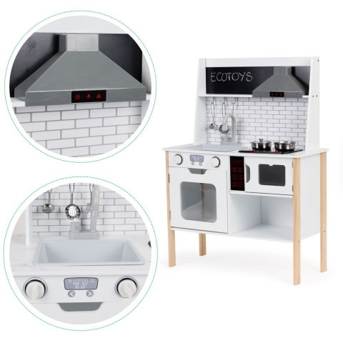 DREWNIANA KUCHNIA DLA DZIECI + DŹWIĘKI ŚWIATEŁKA ECOTOYS
