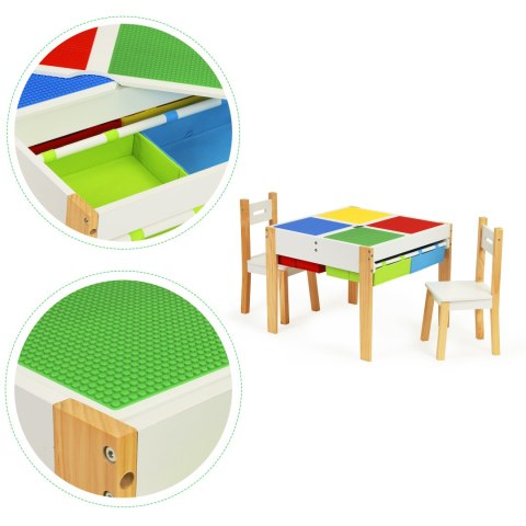 DREWNIANE MEBLE DLA DZIECI ZESTAW STÓŁ + 2 KRZESŁA ECOTOYS DREWNIANE MEBLE DLA DZIECI ZESTAW STÓŁ + 2 KRZESŁA ECOTOYS