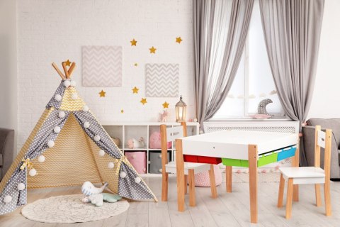 DREWNIANE MEBLE DLA DZIECI ZESTAW STÓŁ + 2 KRZESŁA ECOTOYS DREWNIANE MEBLE DLA DZIECI ZESTAW STÓŁ + 2 KRZESŁA ECOTOYS