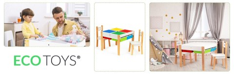 DREWNIANE MEBLE DLA DZIECI ZESTAW STÓŁ + 2 KRZESŁA ECOTOYS DREWNIANE MEBLE DLA DZIECI ZESTAW STÓŁ + 2 KRZESŁA ECOTOYS