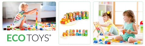DREWNIANY POCIĄG DUŻE KLOCKI EDUKACYJNE ALFABET ECOTOYS