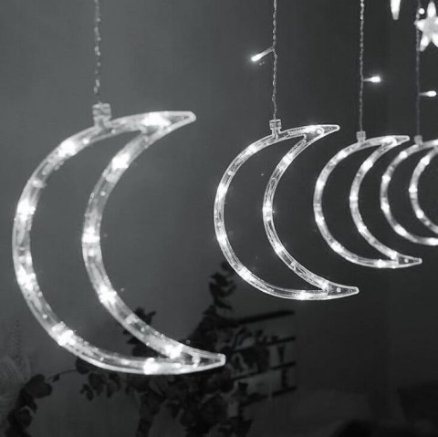 LAMPKI KSIĘŻYCE GWIAZDKI ŚWIĄTECZNE ŚWIATEŁKA KURTYNA 96LED