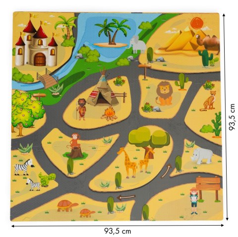 MATA PIANKOWA DLA DZIECI PUZZLE SAFARI 9EL 93X93CM ECOTOYS MATA PIANKOWA DLA DZIECI PUZZLE SAFARI 9EL 93X93CM ECOTOYS