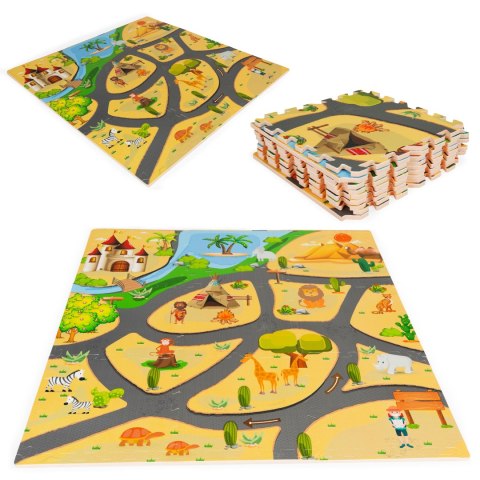 MATA PIANKOWA DLA DZIECI PUZZLE SAFARI 9EL 93X93CM ECOTOYS MATA PIANKOWA DLA DZIECI PUZZLE SAFARI 9EL 93X93CM ECOTOYS
