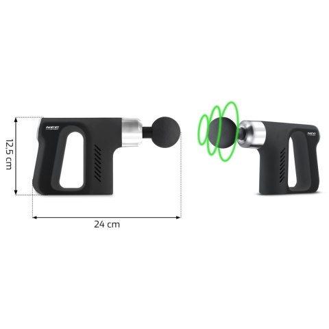 PISTOLET DO MASAŻU CIAŁA 5 NAKŁADEK NS-502 NEO-SPORT CZARNY