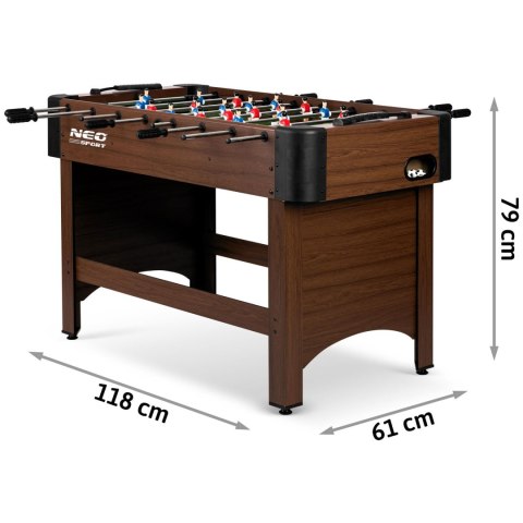STÓŁ DO GRY W PIŁKARZYKI NEOSPORT 118X61X79 CM NS-804 CIEMNY BRĄZ