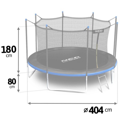 TRAMPOLINA OGRODOWA 13FT/404CM Z SIATKĄ WEWNĘTRZNĄ I DRABINKĄ NEO-SPORT