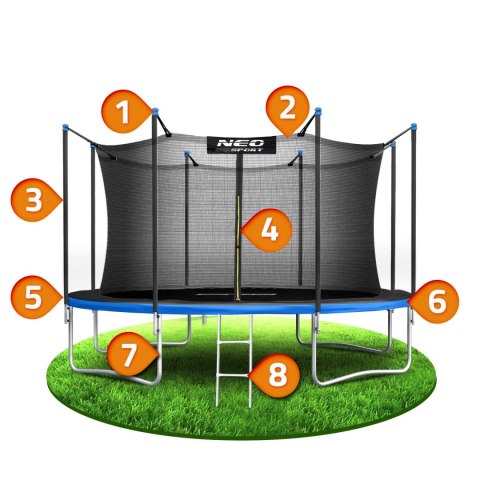 TRAMPOLINA OGRODOWA 13FT/404CM Z SIATKĄ WEWNĘTRZNĄ I DRABINKĄ NEO-SPORT