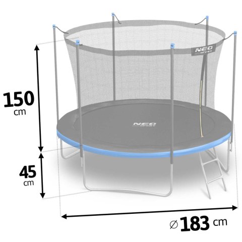 TRAMPOLINA OGRODOWA 6FT/183CM Z SIATKĄ WEWNĘTRZNĄ I DRABINKĄ NEO-SPORT