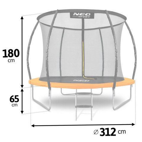 TRAMPOLINA OGRODOWA PROFILOWANA 10FT/312CMZ SIATKĄ WEWNĘTRZNĄ NEO-SPORT