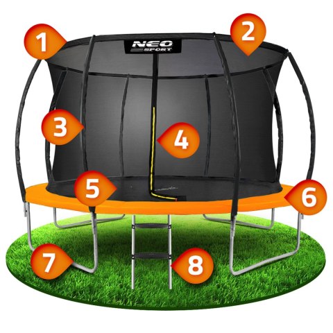 TRAMPOLINA OGRODOWA PROFILOWANA 12FT/374CM Z SIATKĄ WEWNĘTRZNĄ NEO-SPORT