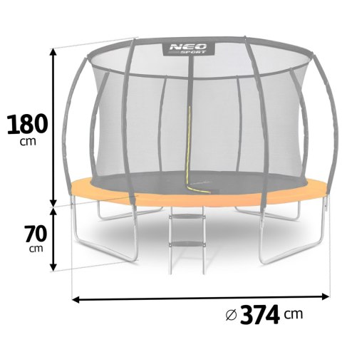 TRAMPOLINA OGRODOWA PROFILOWANA 12FT/374CM Z SIATKĄ WEWNĘTRZNĄ NEO-SPORT