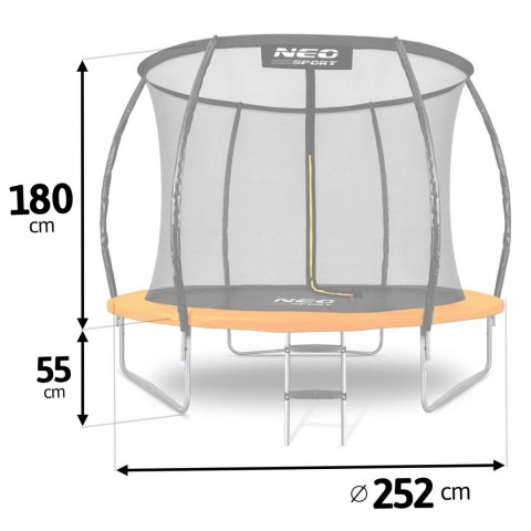 TRAMPOLINA OGRODOWA PROFILOWANA 8FT/252CM Z SIATKĄ WEWNĘTRZNĄ NEO-SPORT