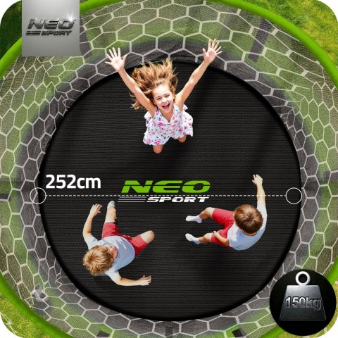 TRAMPOLINA OGRODOWA PROFILOWANA 8FT/252CM Z SIATKĄ WEWNĘTRZNĄ NEO-SPORT