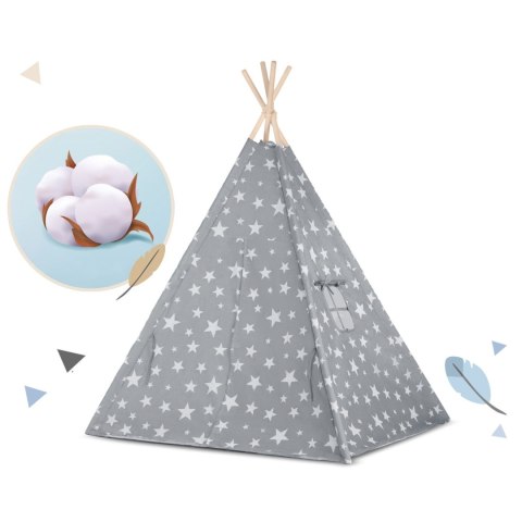NAMIOT TIPI DLA DZIECI ZE ŚWIATEŁKAMI NUKIDO - SZARY W GWIAZDKI