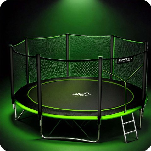 TRAMPOLINA OGRODOWA 12FT/374CM Z SIATKĄ ZEWNĘTRZNĄ I DRABINKĄ NEO-SPORT