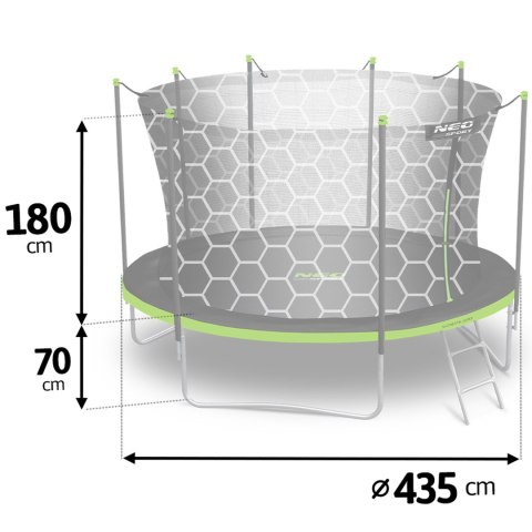 TRAMPOLINA OGRODOWA 14FT/435CM Z SIATKĄ WEWNĘTRZNĄ I DRABINKĄ NEO-SPORT