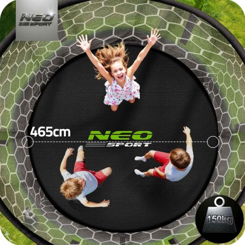 TRAMPOLINA OGRODOWA 15FT/465CM Z SIATKĄ WEWNĘTRZNĄ I DRABINKĄ NEO-SPORT
