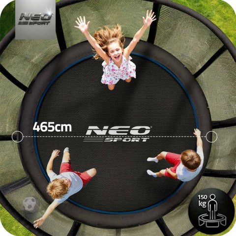 TRAMPOLINA OGRODOWA 15FT/465CM Z SIATKĄ ZEWNĘTRZNĄ I DRABINKĄ NEO-SPORT