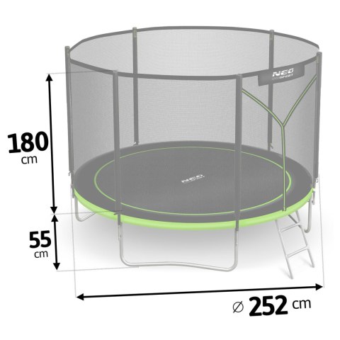 TRAMPOLINA OGRODOWA 8FT/252CM Z SIATKĄ ZEWNĘTRZNĄ I DRABINKĄ NEO-SPORT