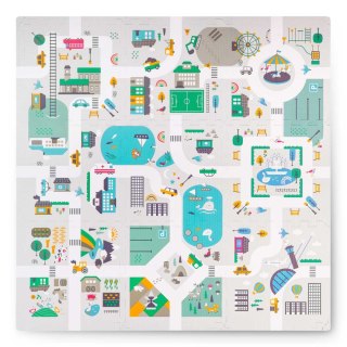 MATA PIANKOWA PUZZLE 120X120CM + PIANKOWE FIGURKI NUKIDO TOWN