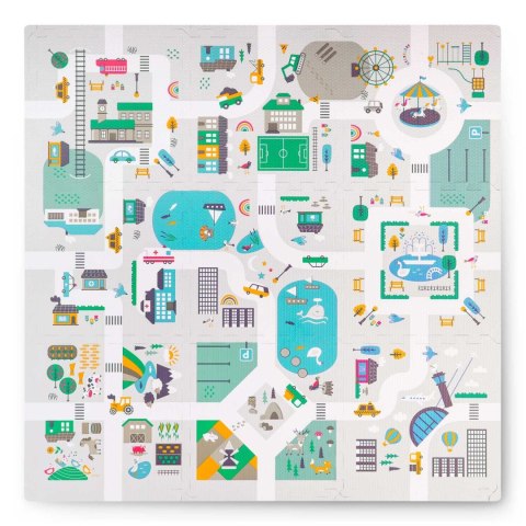 MATA PIANKOWA PUZZLE 120X120CM + PIANKOWE FIGURKI NUKIDO TOWN