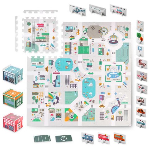 MATA PIANKOWA PUZZLE 120X120CM + PIANKOWE FIGURKI NUKIDO TOWN
