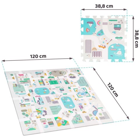 MATA PIANKOWA PUZZLE 120X120CM + PIANKOWE FIGURKI NUKIDO TOWN