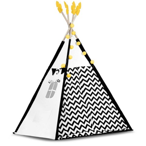 NAMIOT TIPI DLA DZIECI Z GIRLANDĄ I ŚWIATEŁKAMI NUKIDO BIAŁO CZARNY Z PANDĄ