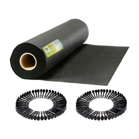 AGROWŁÓKNINA OGRODOWA 1,6 M X 100 M 90 G/M2 + 100 SZPILEK PLONOS - CZARNA