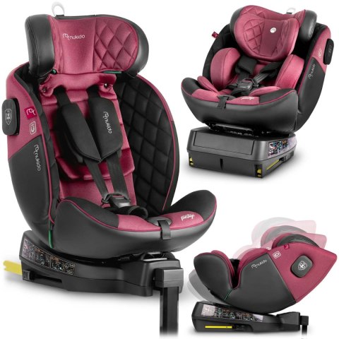 FOTELIK SAMOCHODOWY NUKIDO PRESTIGE LINE CZARNO-RÓŻOWY 0-36 KG ISOFIX