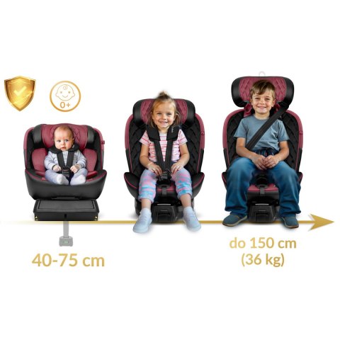 FOTELIK SAMOCHODOWY NUKIDO PRESTIGE LINE CZARNO-RÓŻOWY 0-36 KG ISOFIX