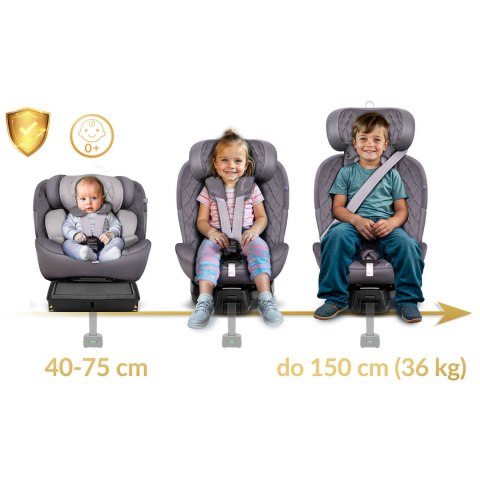 FOTELIK SAMOCHODOWY NUKIDO PRESTIGE LINE SZARY 0-36 KG ISOFIX