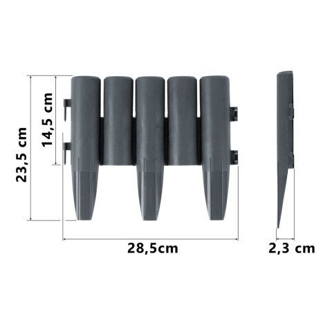 OBRZEŻE OGRODOWE PLONOS 220 CM PL-961 SZARE