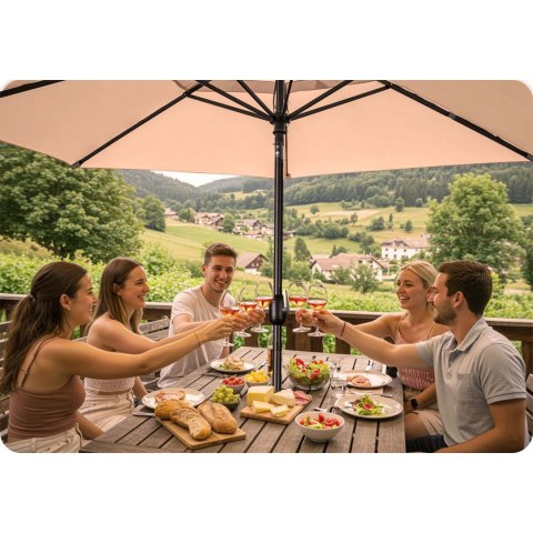 PARASOL OGRODOWY SKŁADANY 6 SEGMENTOWY 300 CM Z POKROWCEM PLONOS PL-884