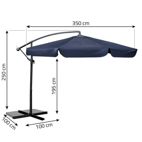 PARASOL OGRODOWY SKŁADANY 6 SEGMENTOWY 350 CM Z POKROWCEM PLONOS PL-880