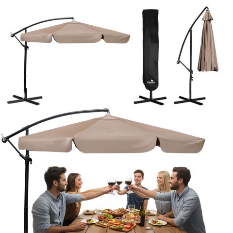 PARASOL OGRODOWY SKŁADANY 6 SEGMENTOWY 350 CM Z POKROWCEM PLONOS PL-880