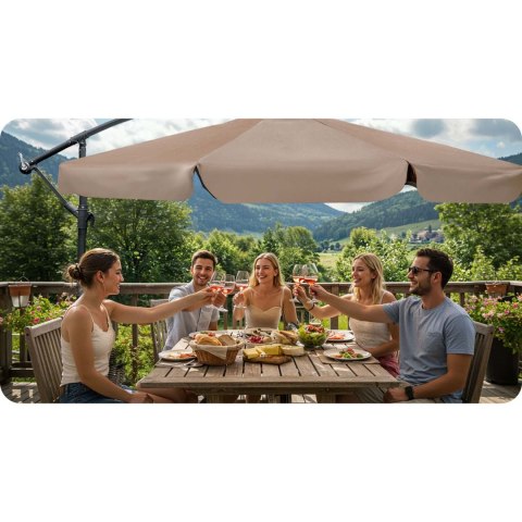 PARASOL OGRODOWY SKŁADANY 6 SEGMENTOWY 350 CM Z POKROWCEM PLONOS PL-880